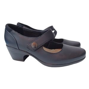 Clarks Collection Mary Jane Heels Black Leather Pumps Comfort Shoes Womens 8